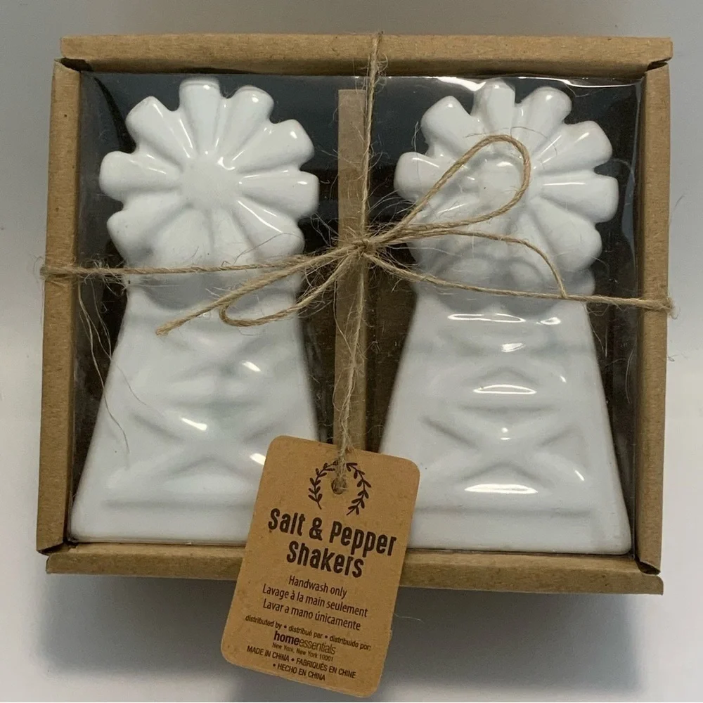 Farmhouse Windmill Salt and Pepper Shaker Set Ceramic Classic White